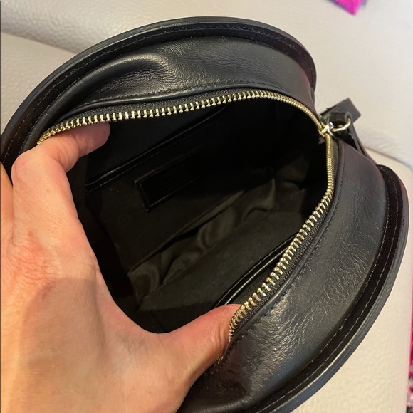 Leather Black Round BOHO Crossbody Convertible - Picture 3 of 5